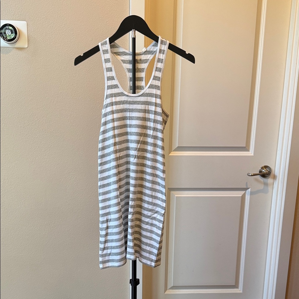 Old Navy Gray and White Striped Tank Dress